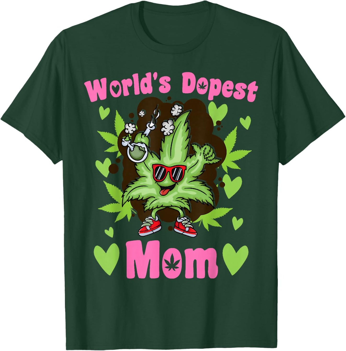 Worlds Dopest Mom Vintage Sunset 420 Family Matching Outfits T-Shirt - T-Shirt | Forest