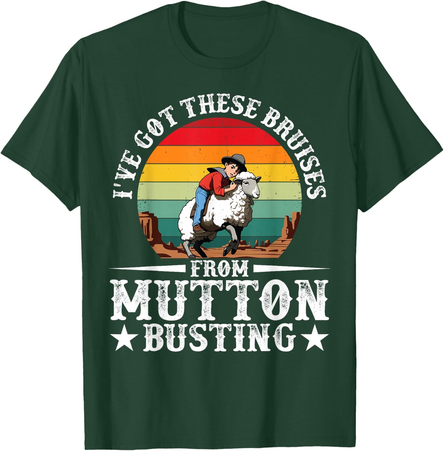 Mutton Buster Vest Rodeo Sheep Rider Mutton Busting T-Shirt - T-Shirt | Forest