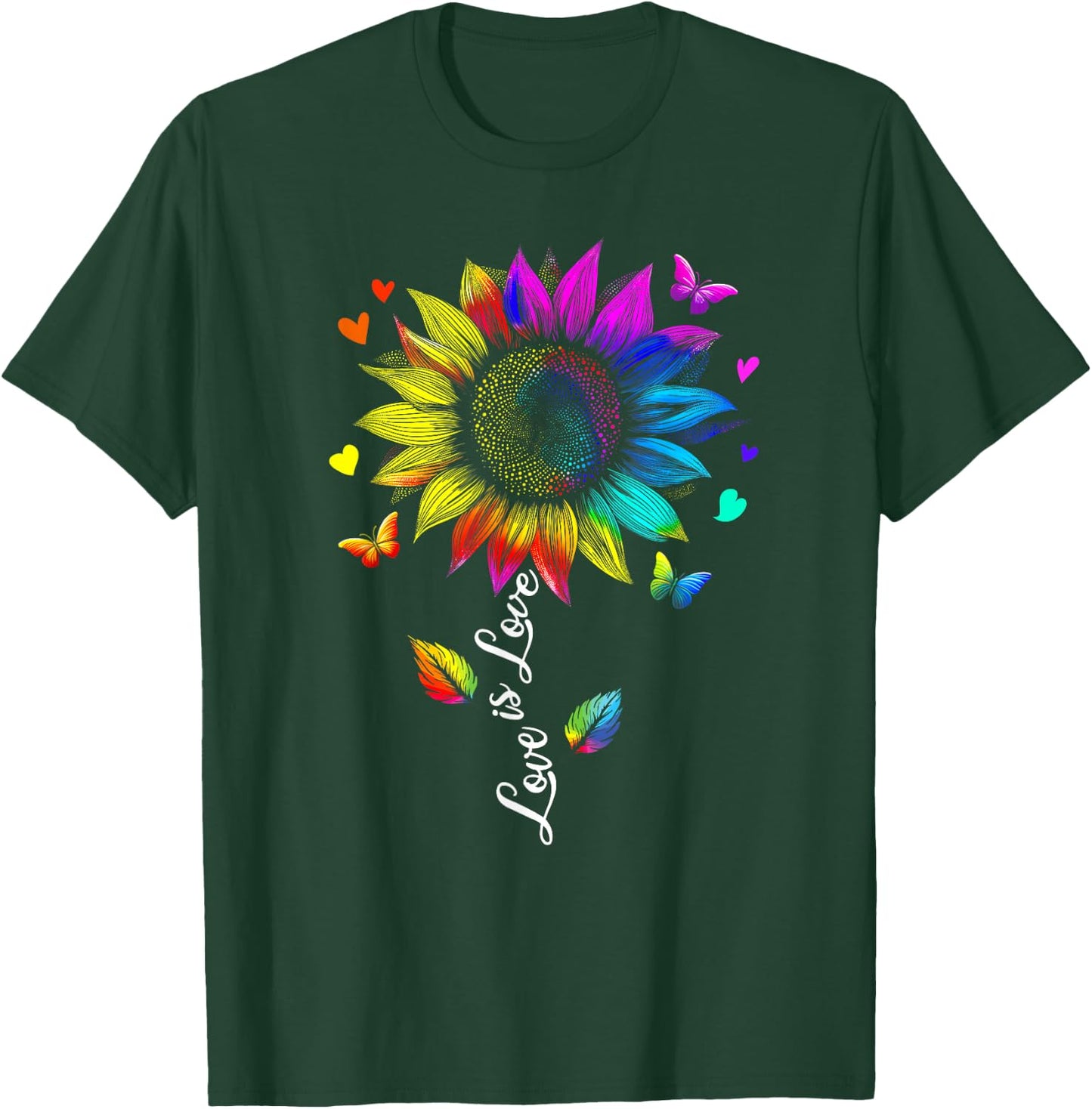 Love is Love Rainbow Sunflower LGBT Gay Lesbian Pride T-Shirt - T-Shirt | Forest