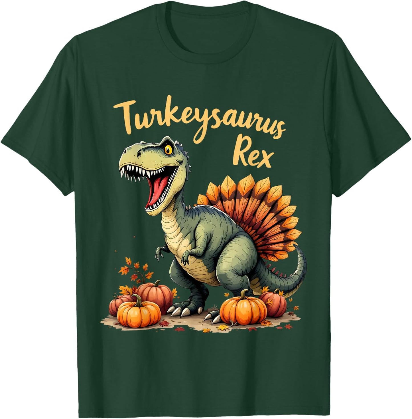 Turkeysaurus Rex Funny Thanksgiving Holiday Boy Girl T-Shirt - T-Shirt | Forest