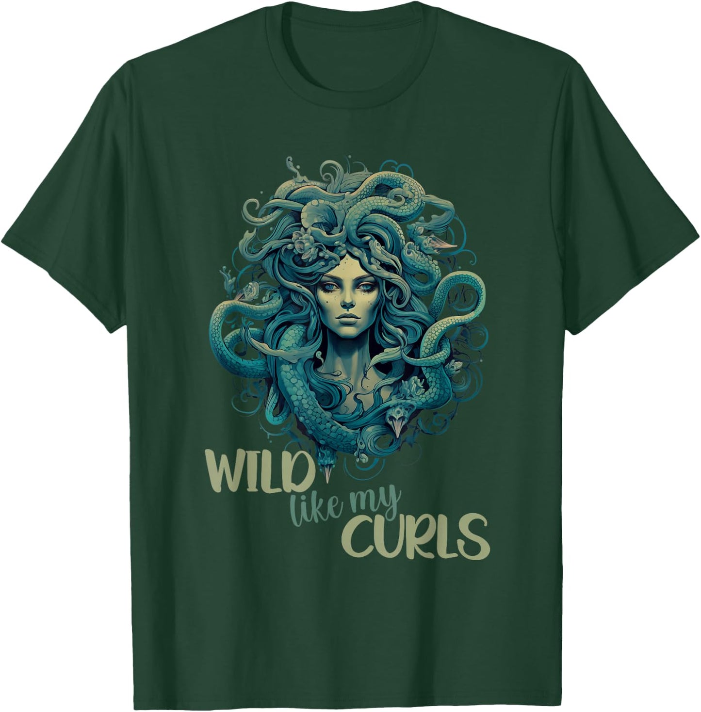 Wild Like My Curls Medusa Head Greek Mythology Curly Hair T-Shirt - T-Shirt | Forest