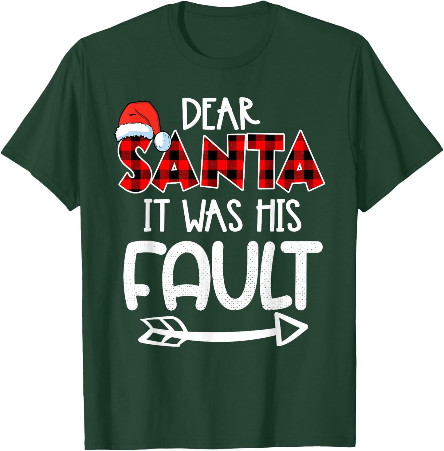 Naughty Christmas Couples - Dear Santa It Was His Fault T-Shirt - T-Shirt | Forest