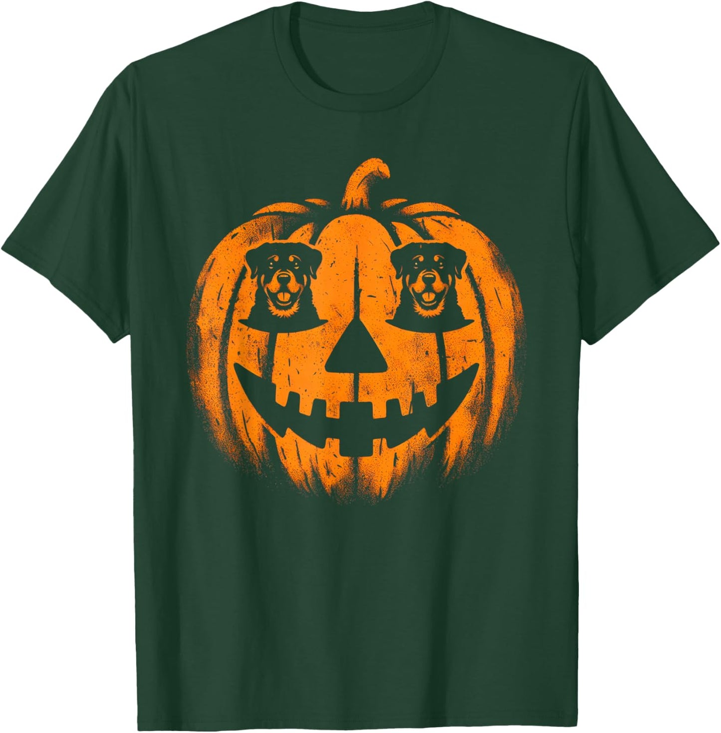 Dog Halloween Rottweiler Jack O Lantern Pumpkin T-Shirt - T-Shirt | Forest