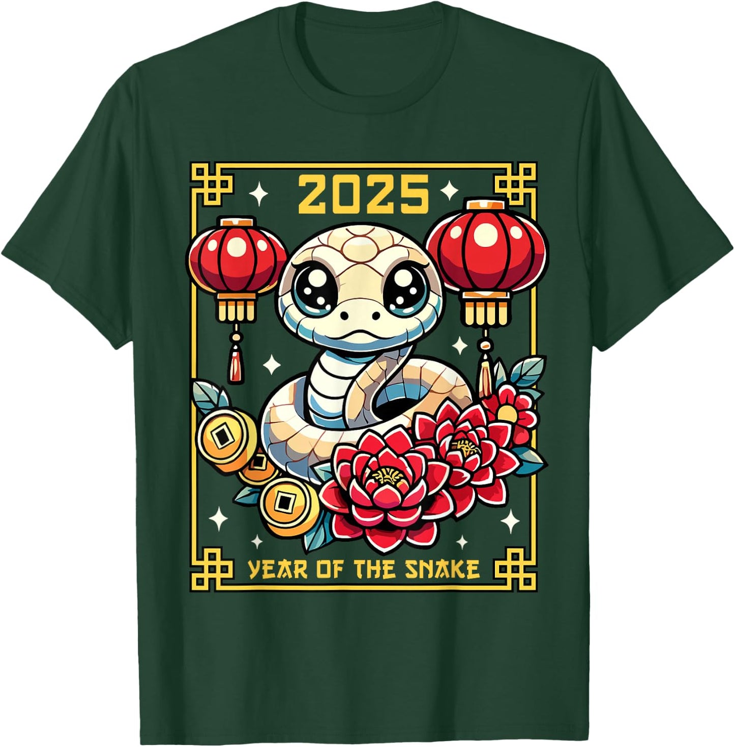 Cute Happy Chinese New Year of the Snake 2025 Lunar Zodiac T-Shirt - T-Shirt | Forest
