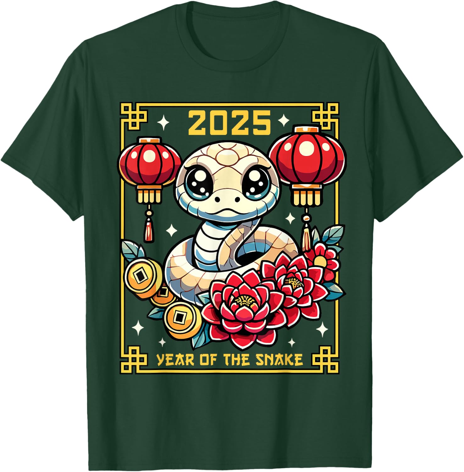 Cute Happy Chinese New Year of the Snake 2025 Lunar Zodiac T-Shirt - T-Shirt | Forest