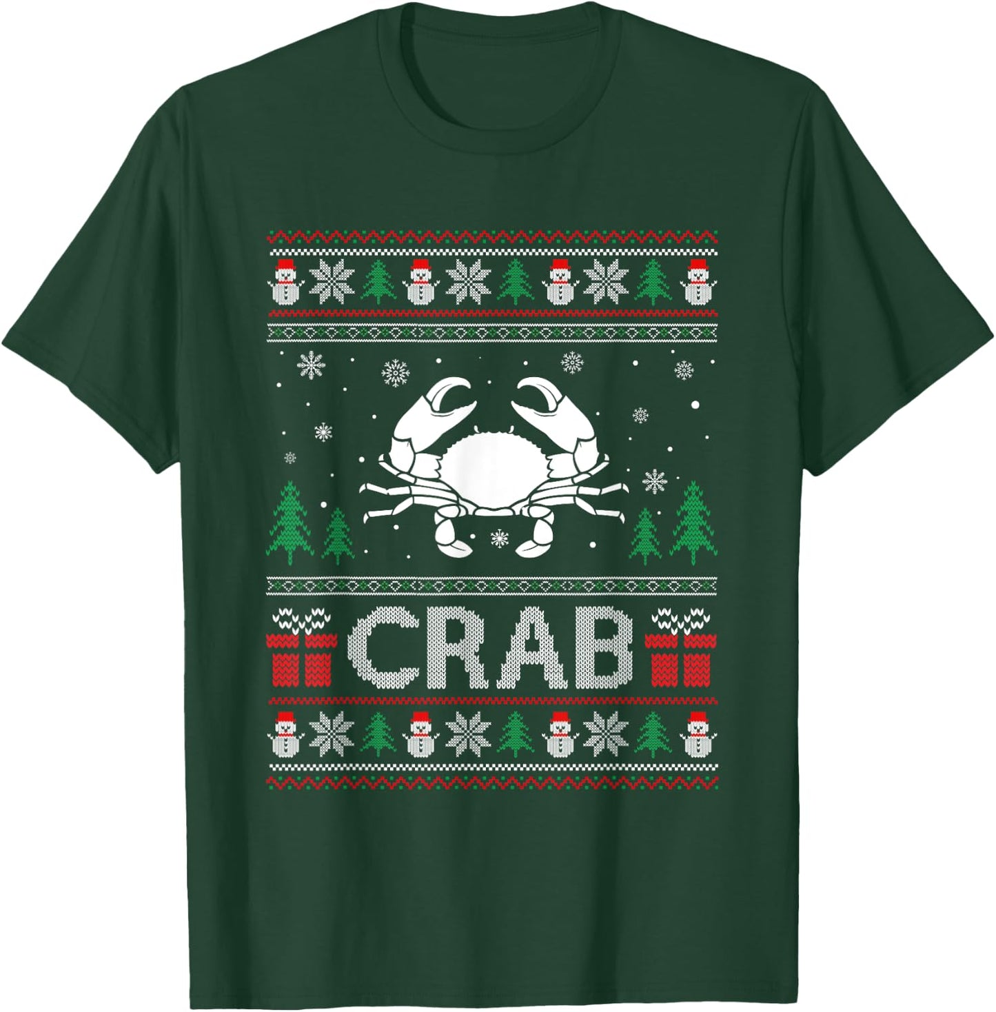 Ugly Christmas Sweater Design Funny Crab Ugly Xmas T-Shirt - T-Shirt | Forest
