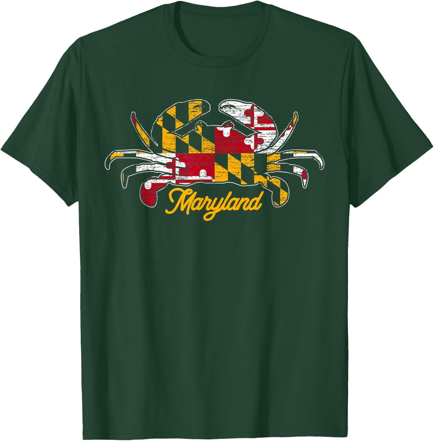 Maryland Crab Cute State Pride Flag T-Shirt - T-Shirt | Forest