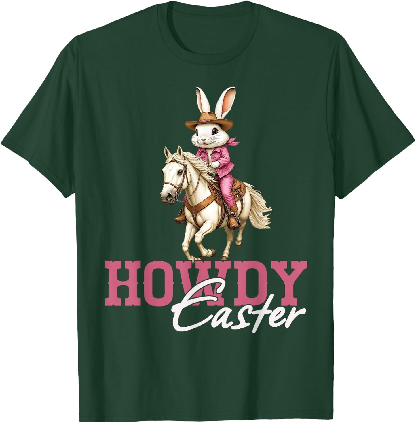 Western Howdy Easter Day Bunny Rabbit Cowboy Rodeo Men Women T-Shirt - T-Shirt | Forest