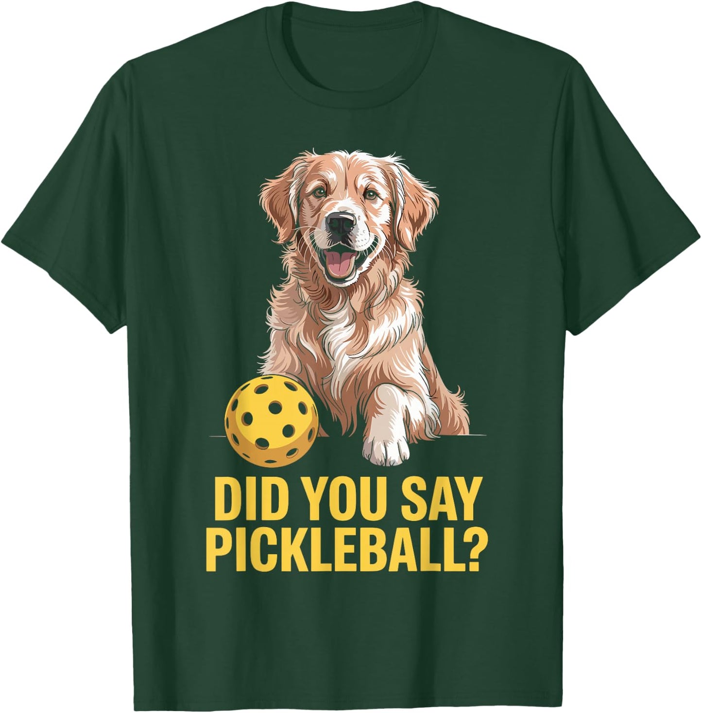 Golden Retriever Pickleball Court Dog Pup Player T-Shirt - T-Shirt | Forest