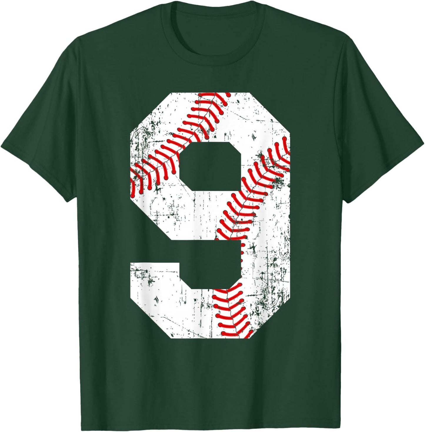 Vintage Baseball 9 Jersey Number T-Shirt - T-Shirt | Forest