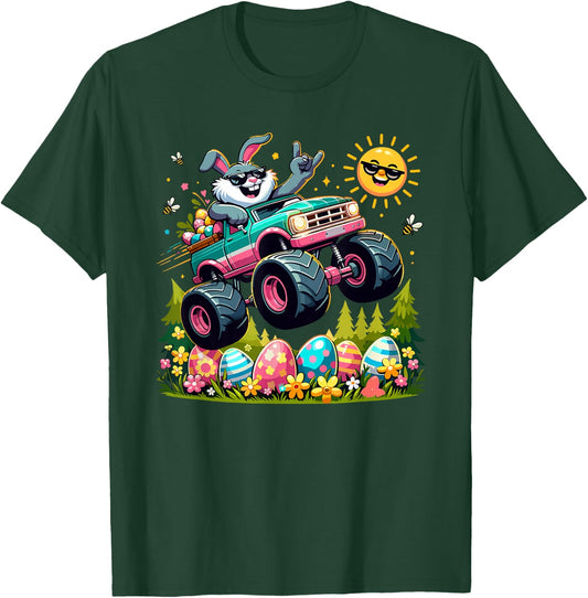 Happy Easter Bunny Monster Truck Outfit Toddler Boys Kids T-Shirt - T-Shirt | Forest