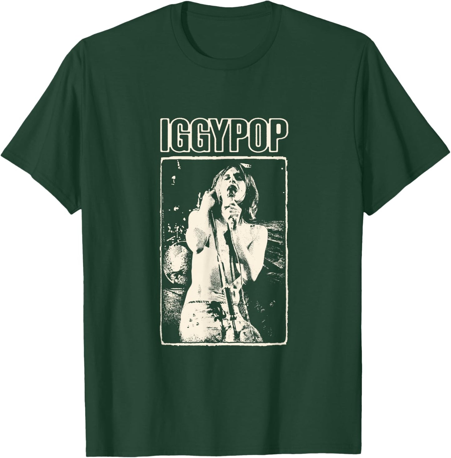 Iggy Pop , Herren & Damen, -Erwachsene, Rock-Fans, Casual-Kleidung, Schwarz, S, EU 40.0, Klassisch, U-Ausschnitt, Halbarm, Polyester 100% T-Shirt - T-Shirt | Forest