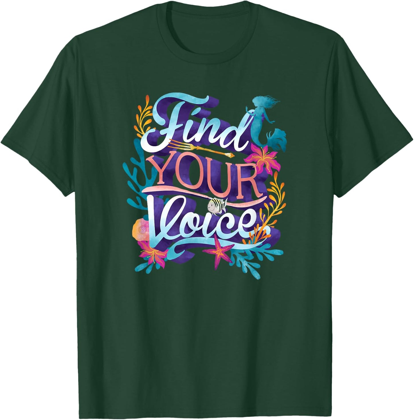 Disney The Little Mermaid Find Your Voice Quote Logo T-Shirt - T-Shirt | Forest