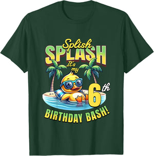 Kids Splish Splash 6th Birthday Bash Duck Beach Pool Party Kids T-Shirt - T-Shirt | Forest
