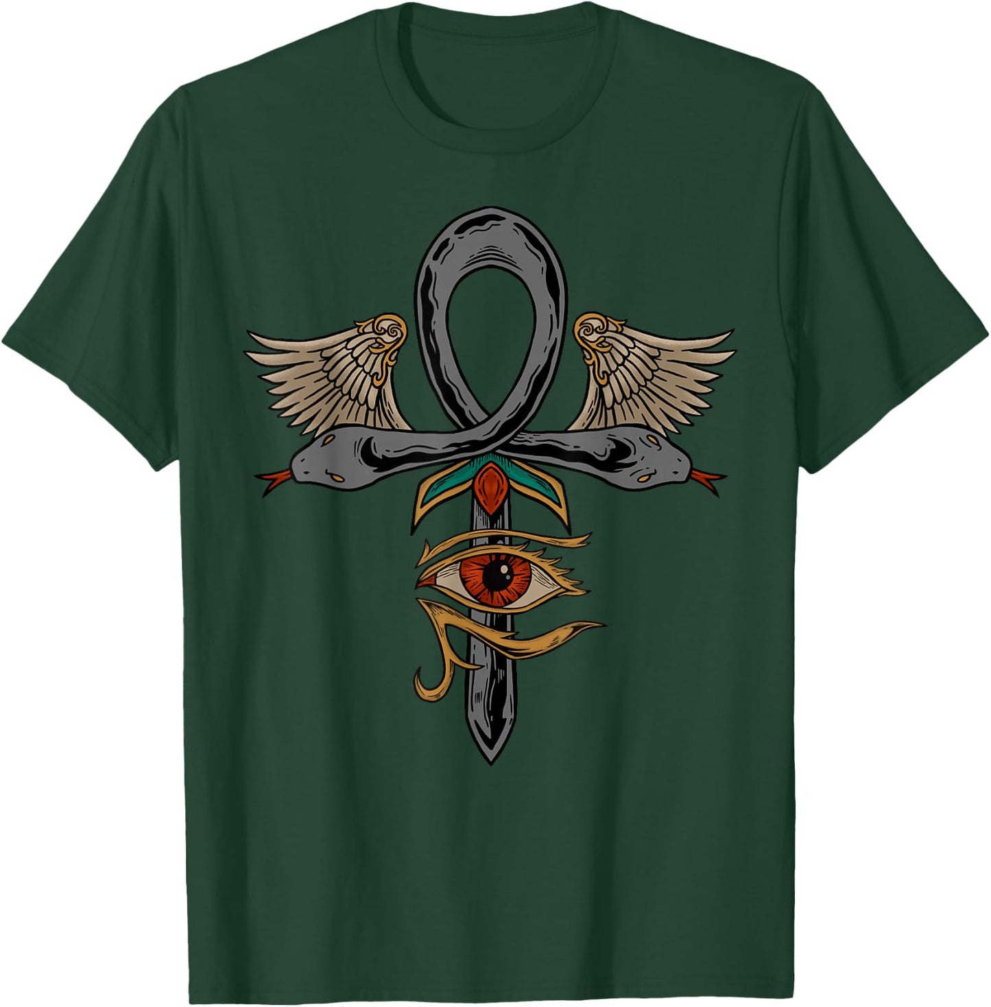 Ankh Egyptian Eye of Ra Horus Serpent Ancient Snake Egypt T-Shirt - T-Shirt | Forest