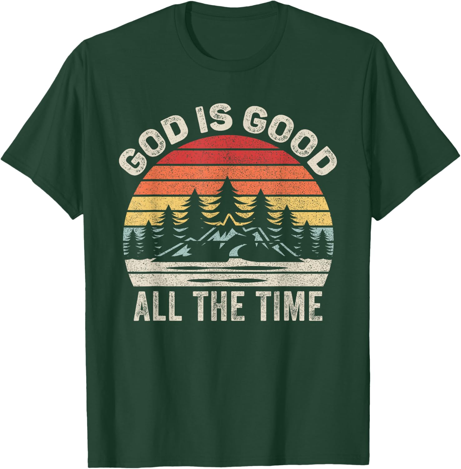 Vintage Retro God Is Good All The Time Christian T-Shirt - T-Shirt | Forest