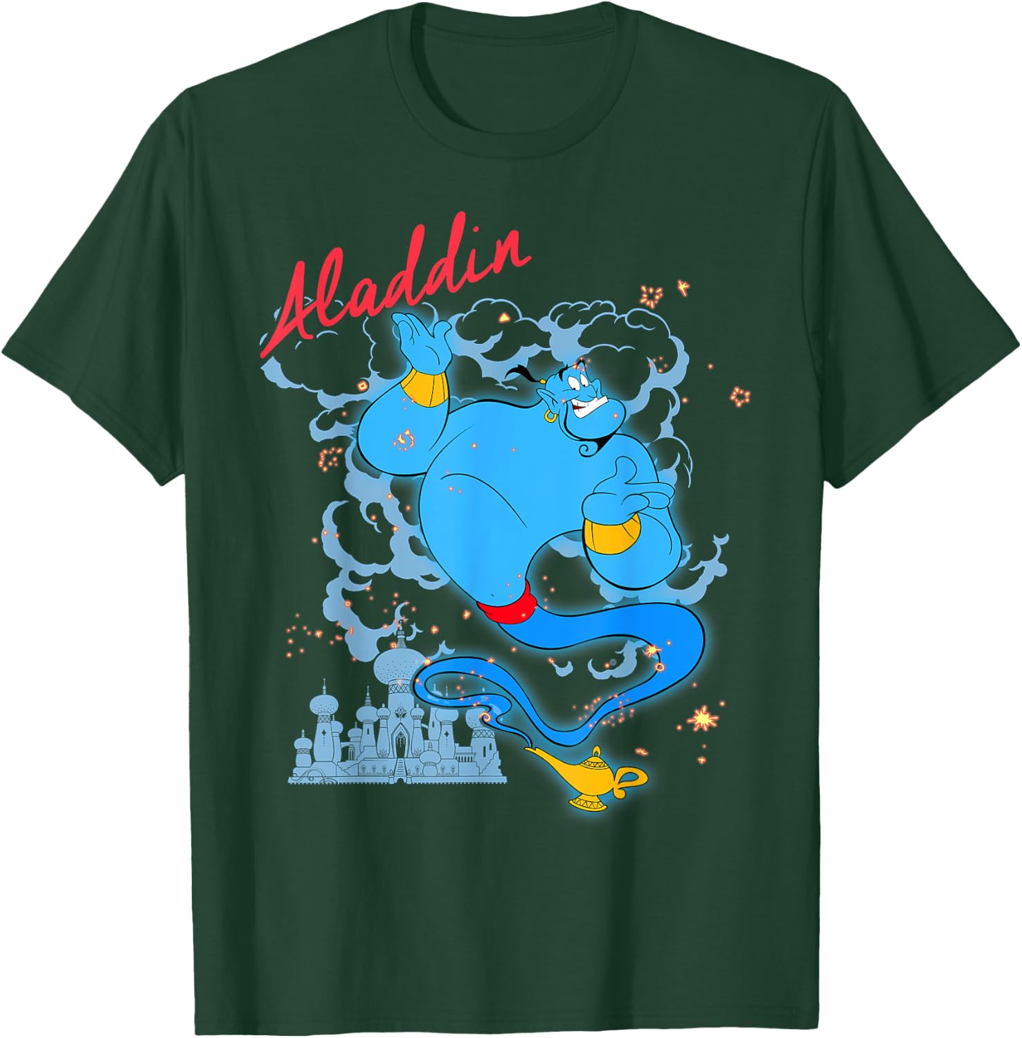 Portrait Title of Disney Cartoon Aladdin Genie , Black, S T-Shirt - T-Shirt | Forest