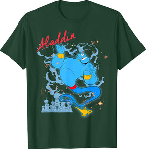 Portrait Title of Disney Cartoon Aladdin Genie , Black, S T-Shirt - T-Shirt | Forest