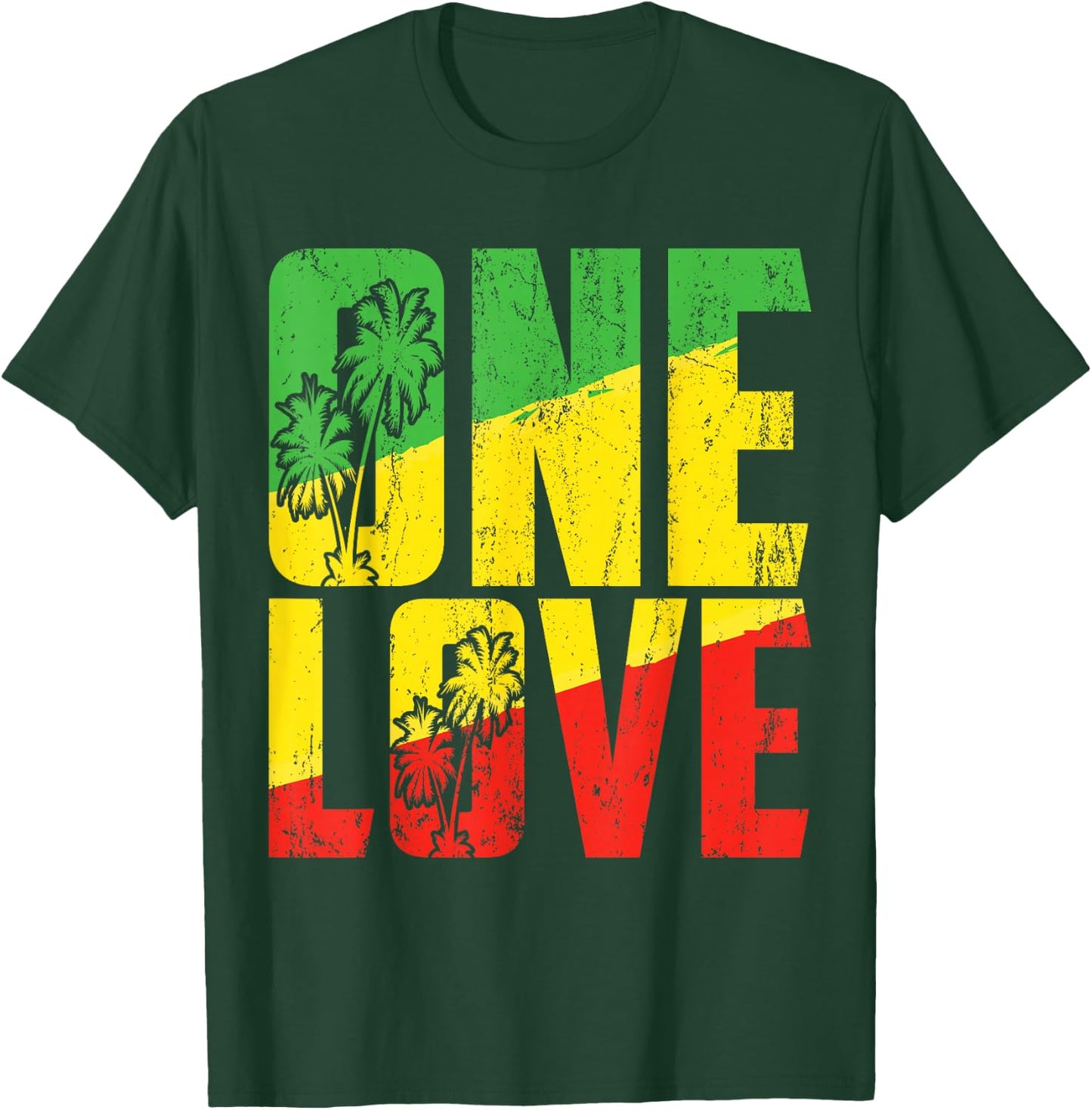 One Love Jamaica Clothing Rasta Reggae Music Caribbean Pride , black T-Shirt - T-Shirt | Forest
