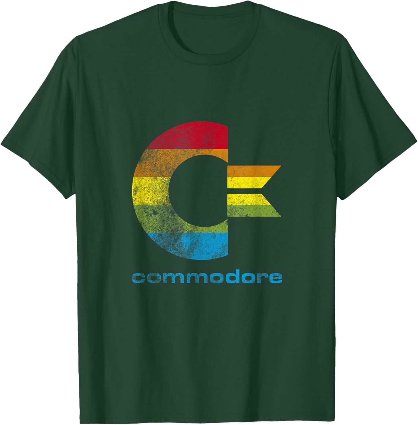 COMMODORE - C64 - Capital Letter Rainbow Colour Stripes Effect T-Shirt - T-Shirt | Forest