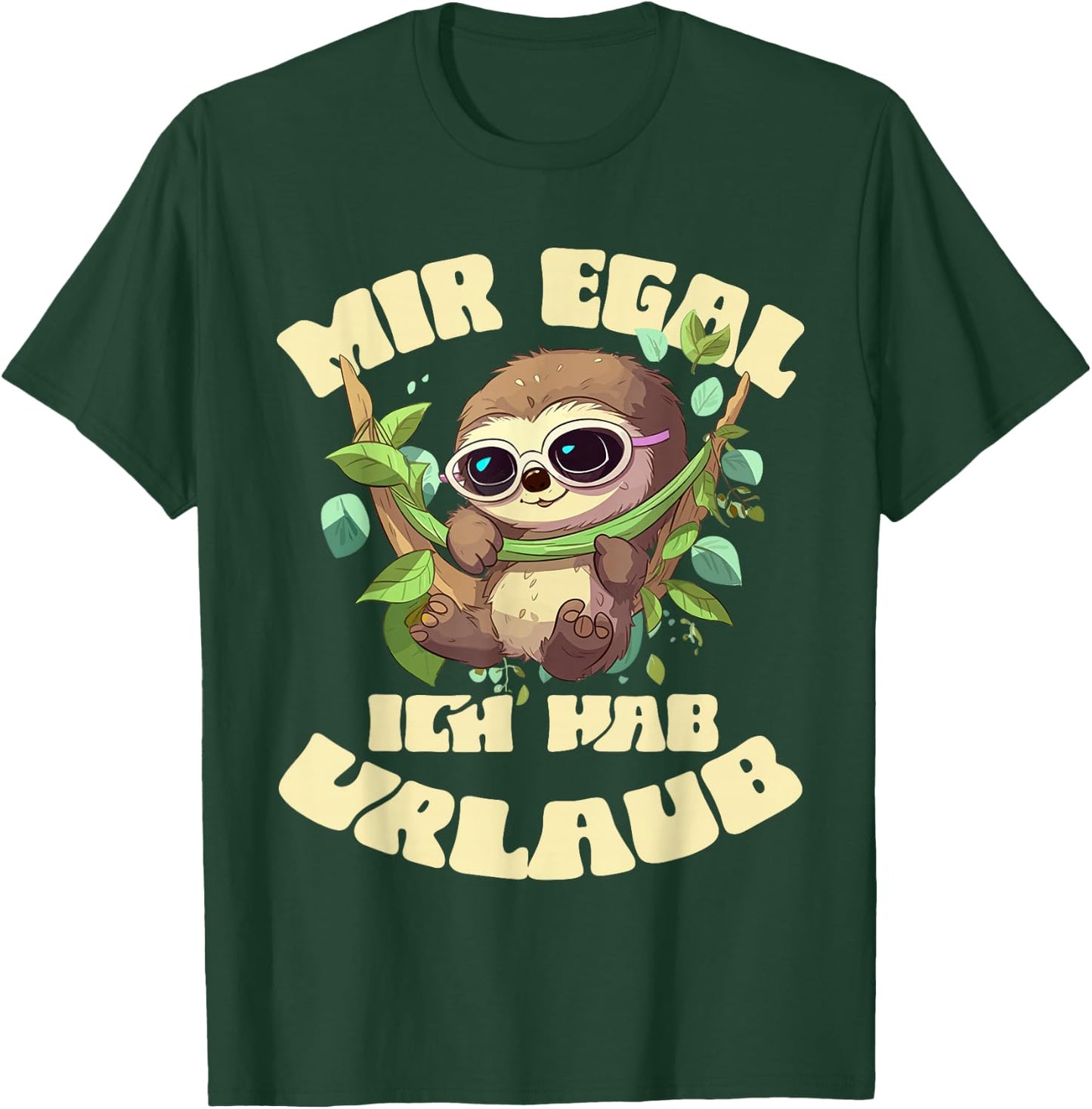 Mir Egal Ich Hab Urlaub Funny Sloth Holiday , black T-Shirt - T-Shirt | Forest