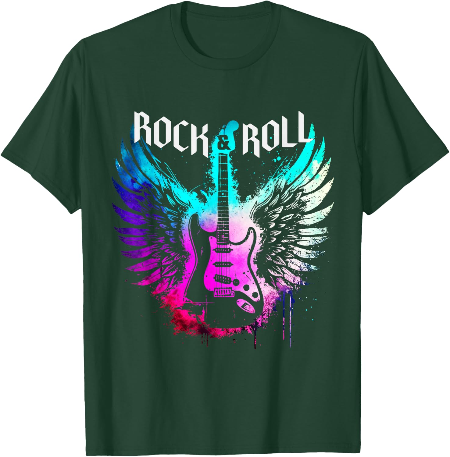 Cool Rock'n Roll Guitar Wings Music, Rock Band Concert T-Shirt - T-Shirt | Forest