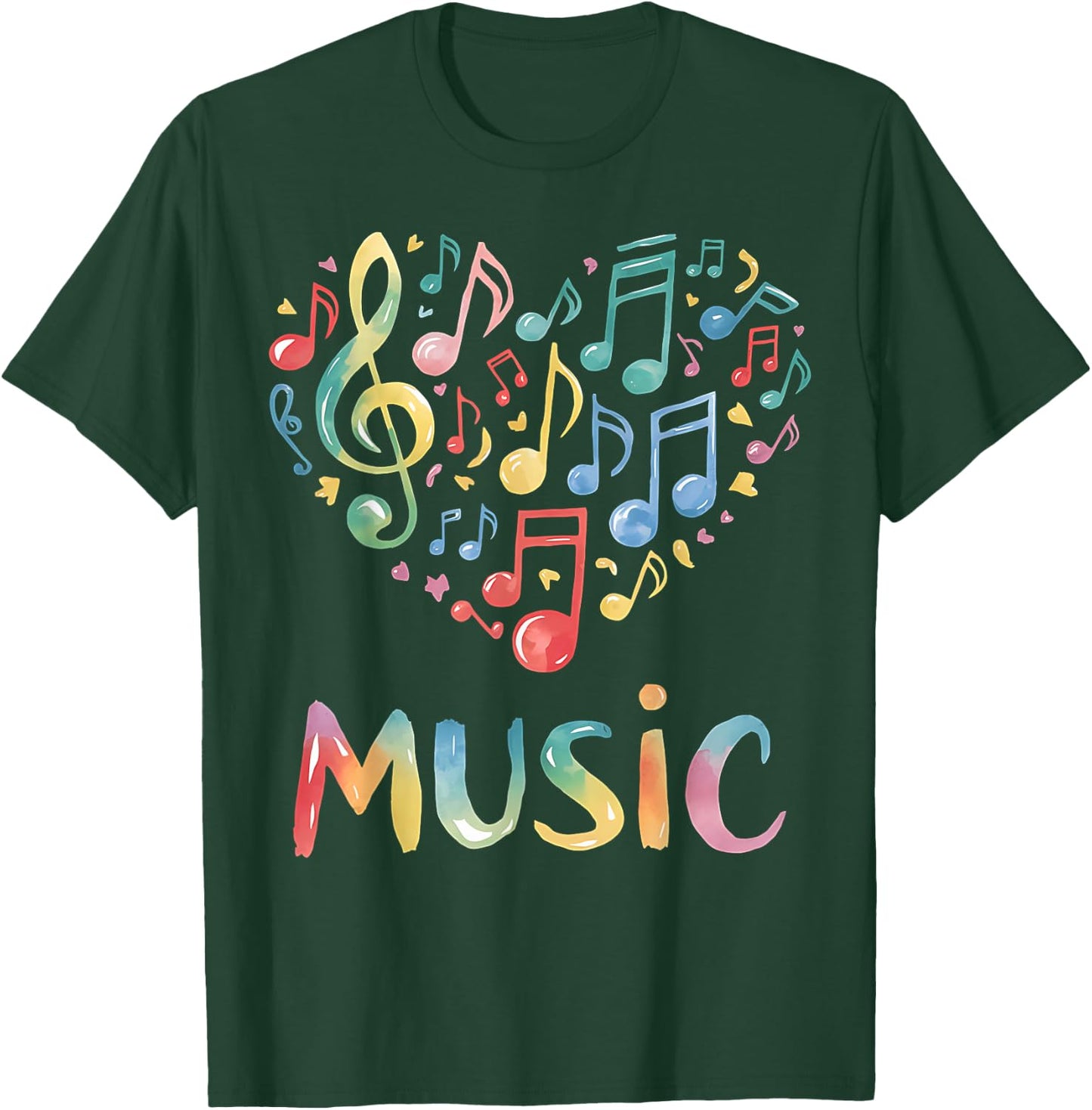 Music Lover Colorful Musical Notes Treble Clef Heart T-Shirt - T-Shirt | Forest