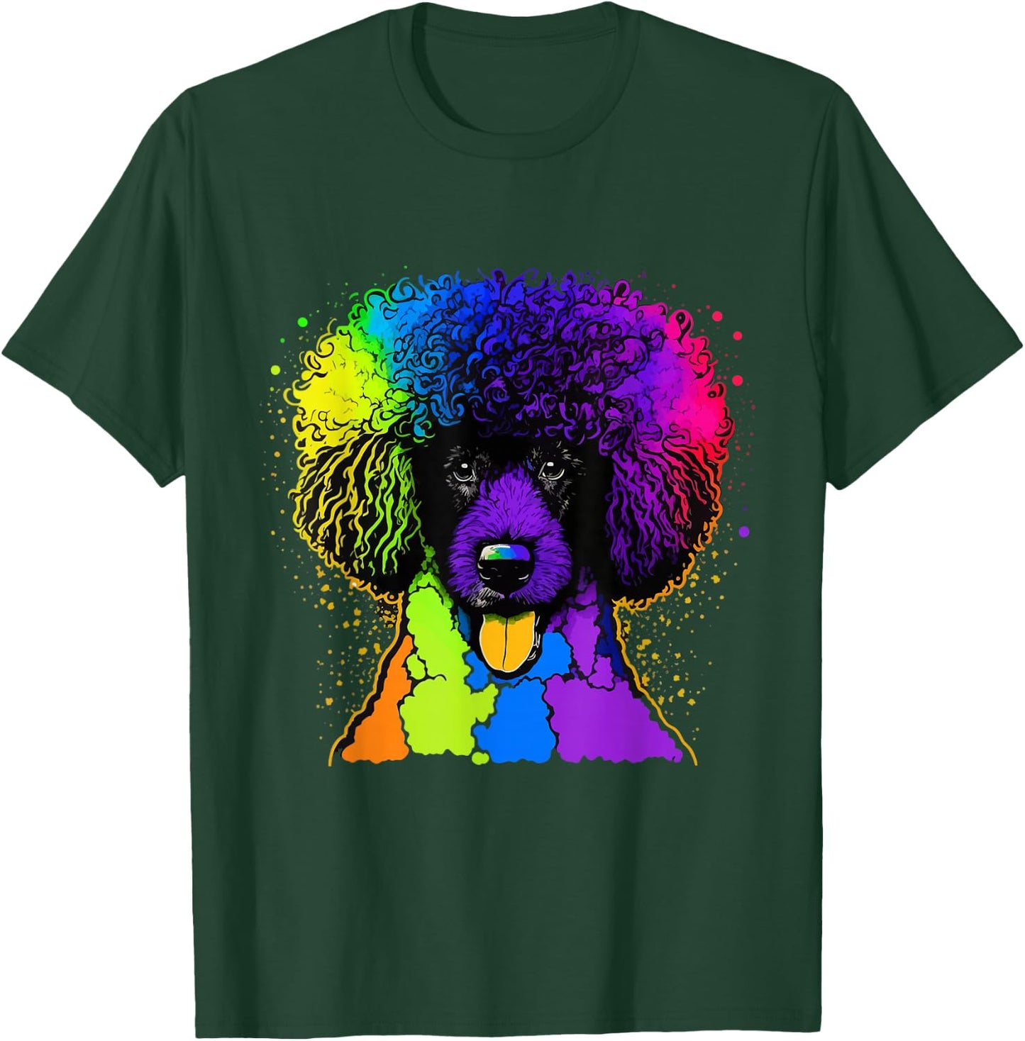 Poodle Dog Afro Colorful Watercolor Pop Art Tie Dye T-Shirt - T-Shirt | Forest