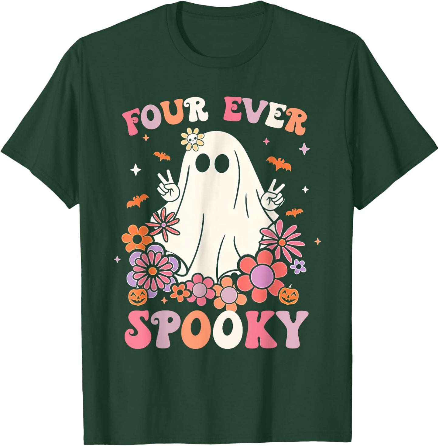 Four Ever Spooky Halloween 4th Birthday Party Decorations T-Shirt - T-Shirt | Forest