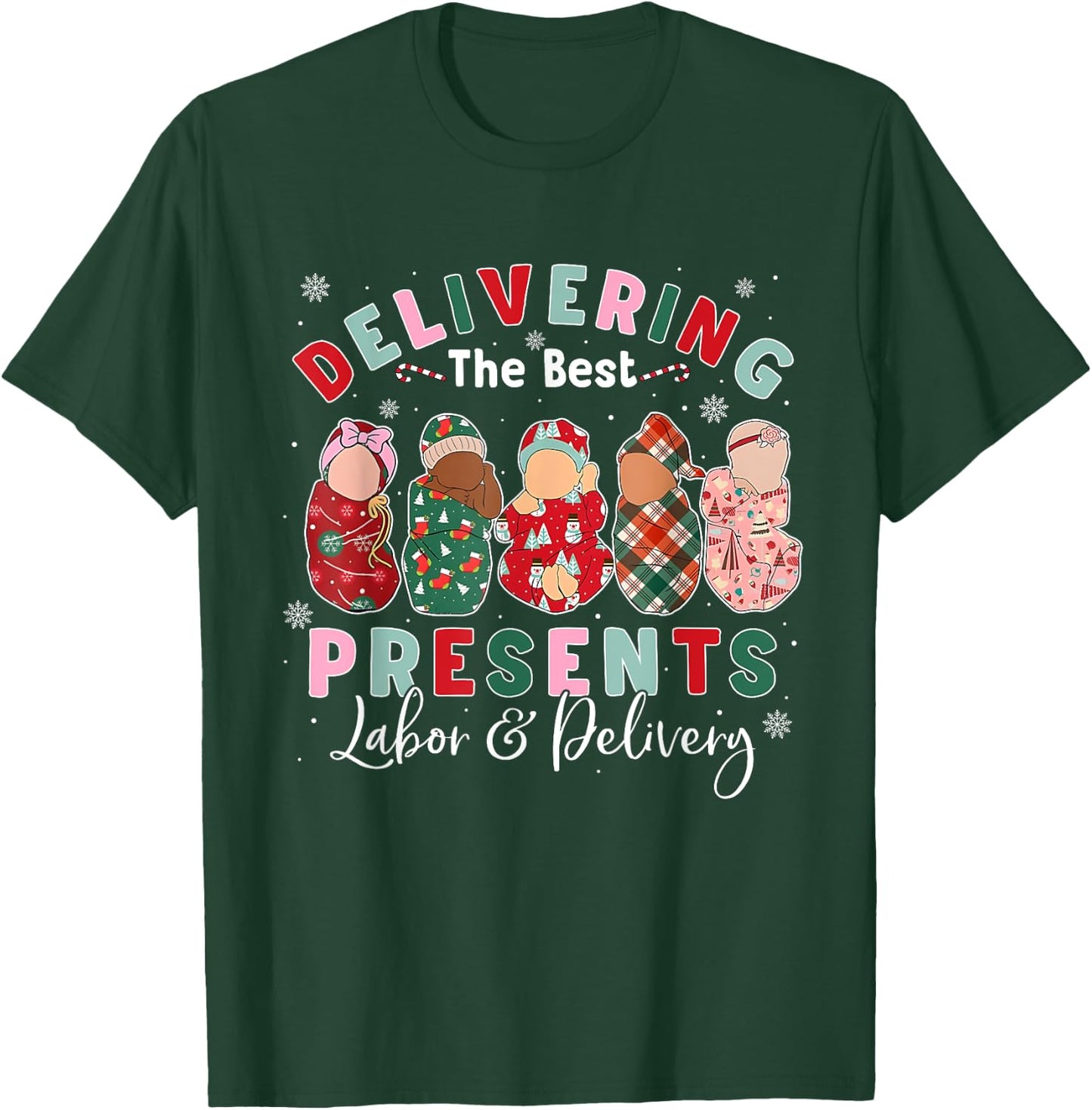Labor and Delivery L&D Nurse Costume Adult Nurses Black Small Short Sleeve Classic Fit Humorous Modern Cartoon Christmas T-Shirt - T-Shirt | Forest