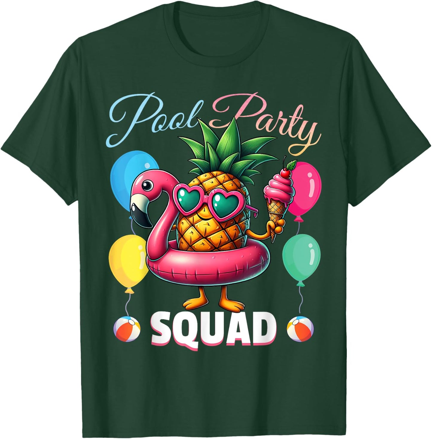 Pool Party Squad Funny Pineapple Summer Vacation T-Shirt - T-Shirt | Forest
