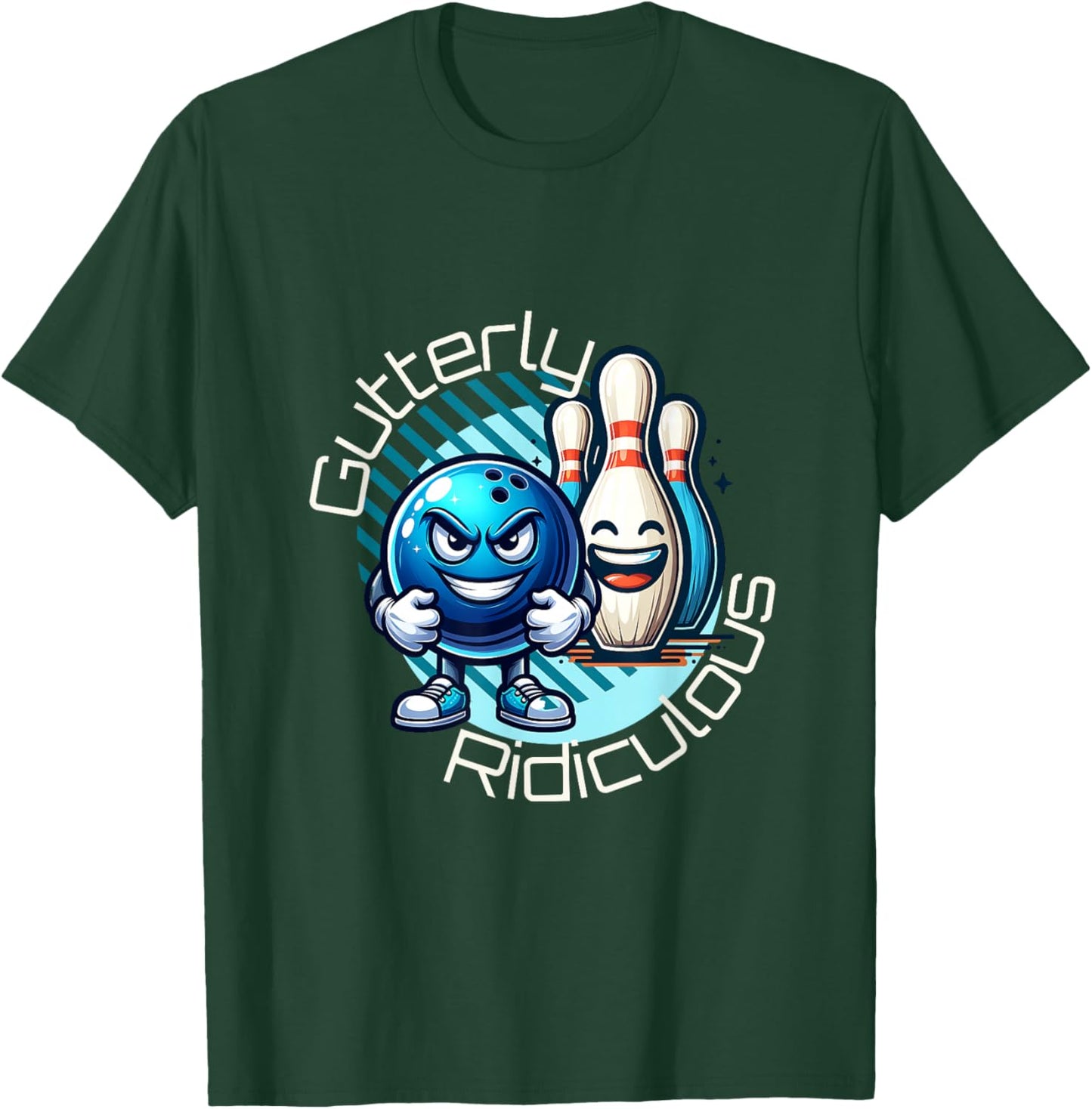 Gutterly Ridiculous Cartoon Bowling T-Shirt - T-Shirt | Forest