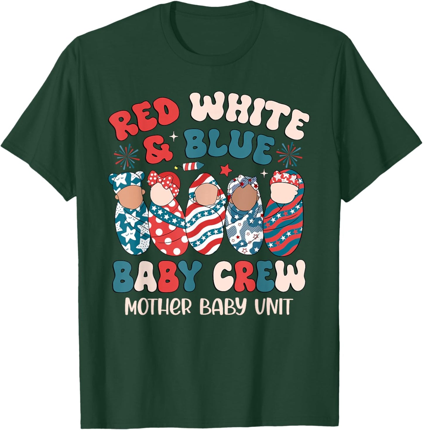 Retro Red White Blue Baby Crew Mother Baby Unit 4th Of July Men T-Shirt - T-Shirt | Forest