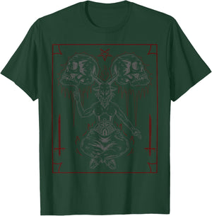 Lucifer Sigil Skull Goat Occult Gothic Satanic Baphomet T-Shirt - T-Shirt | Forest