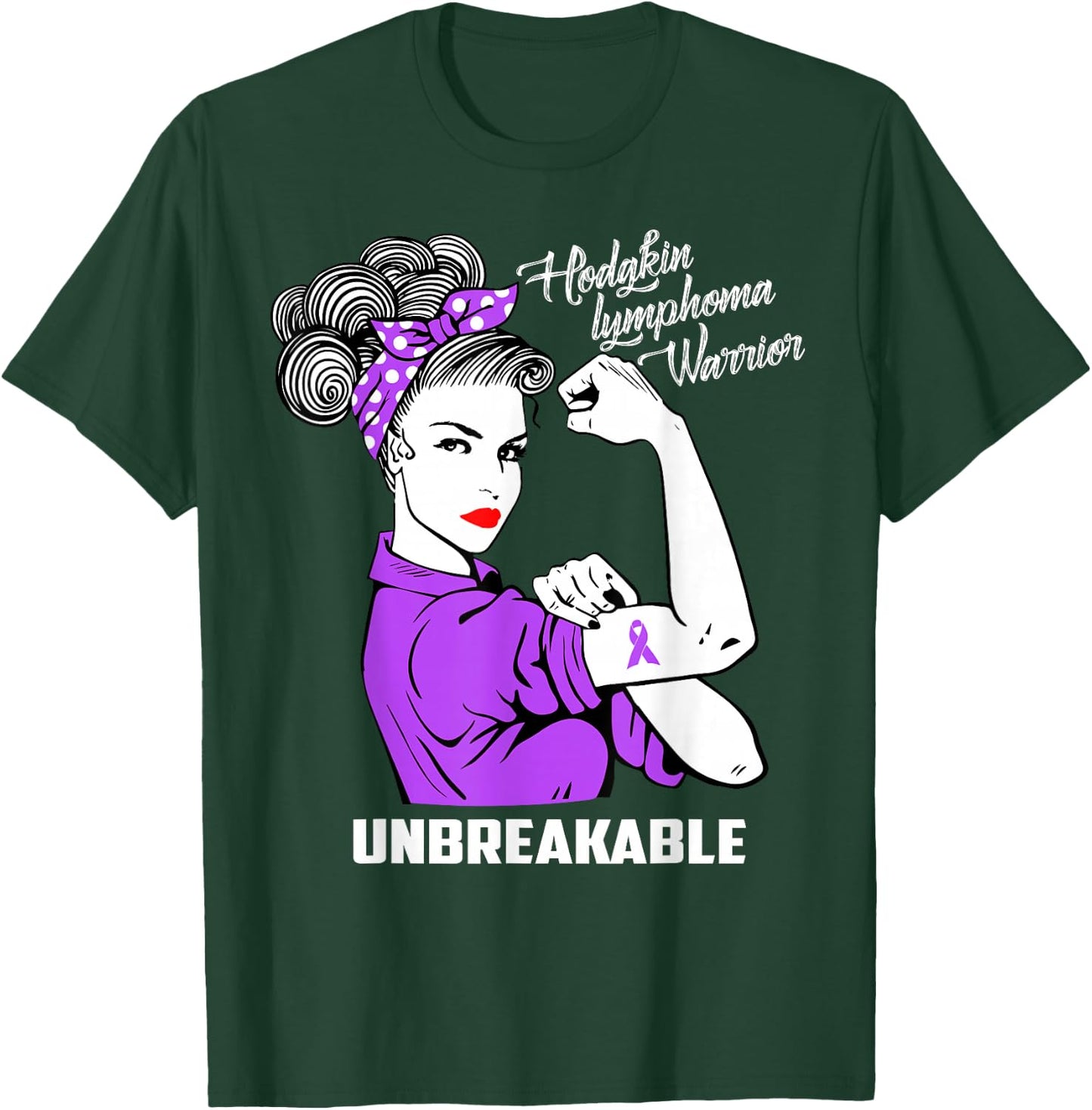 Hodgkin Lymphoma Warrior Unbreakable Awareness Gift T-Shirt - T-Shirt | Forest