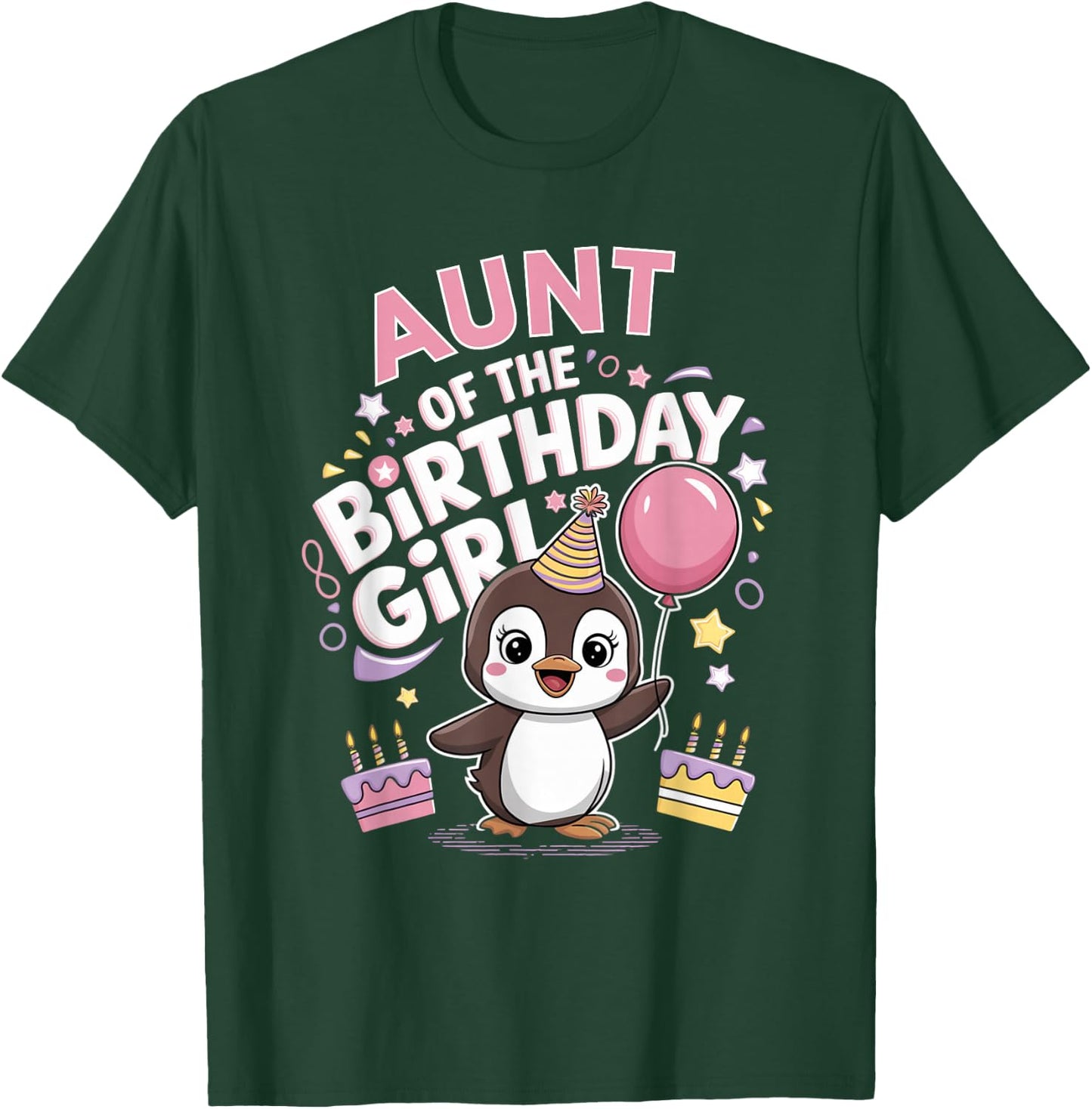 Aunt of the Birthday Girl Pesto Baby Penguin Party T-Shirt - T-Shirt | Forest