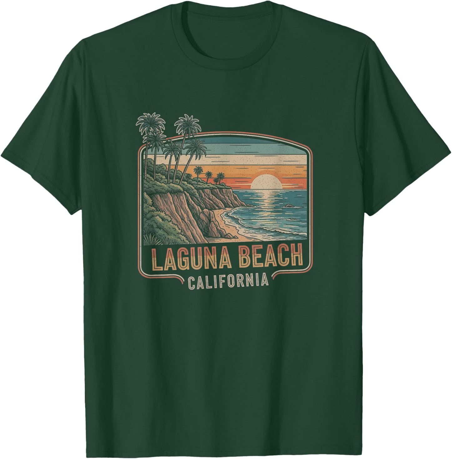 Retro Laguna Beach California Drawing Art Design T-Shirt - T-Shirt | Forest