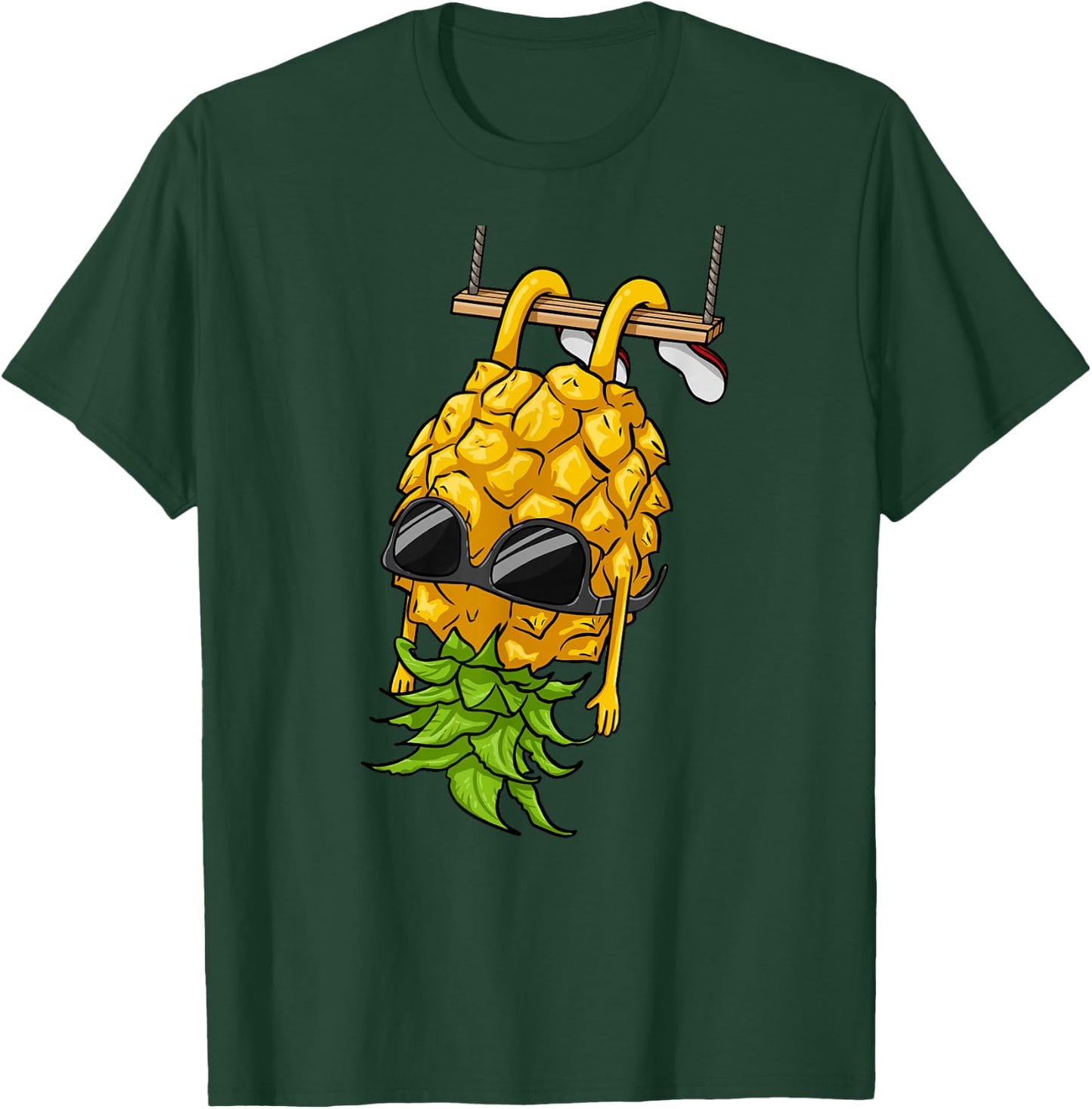 Swinging Pineapple Cartoon Swinger Upside Down Pineapple T-Shirt - T-Shirt | Forest