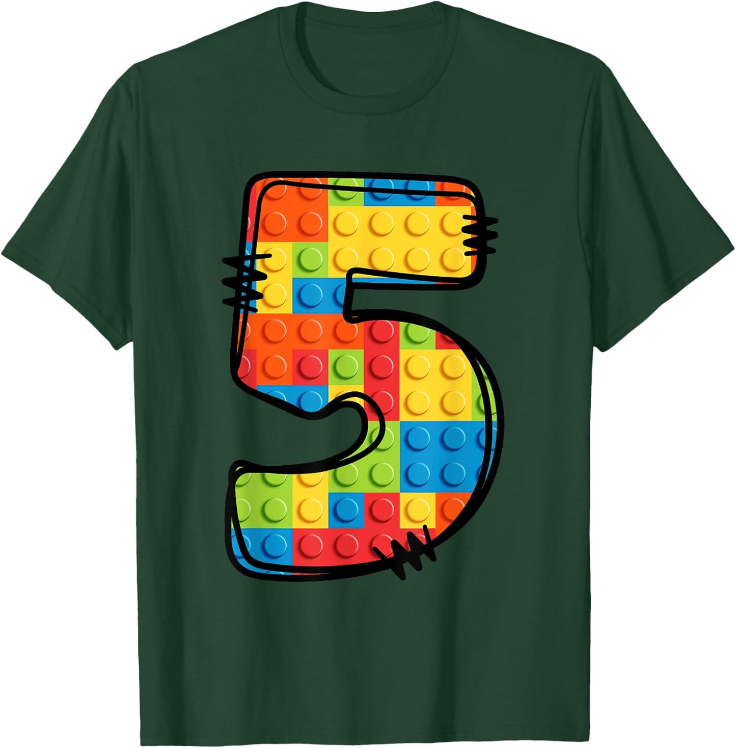 5 Year Old Blocks Building Master Builder 5th Birthday T-Shirt - T-Shirt | Forest
