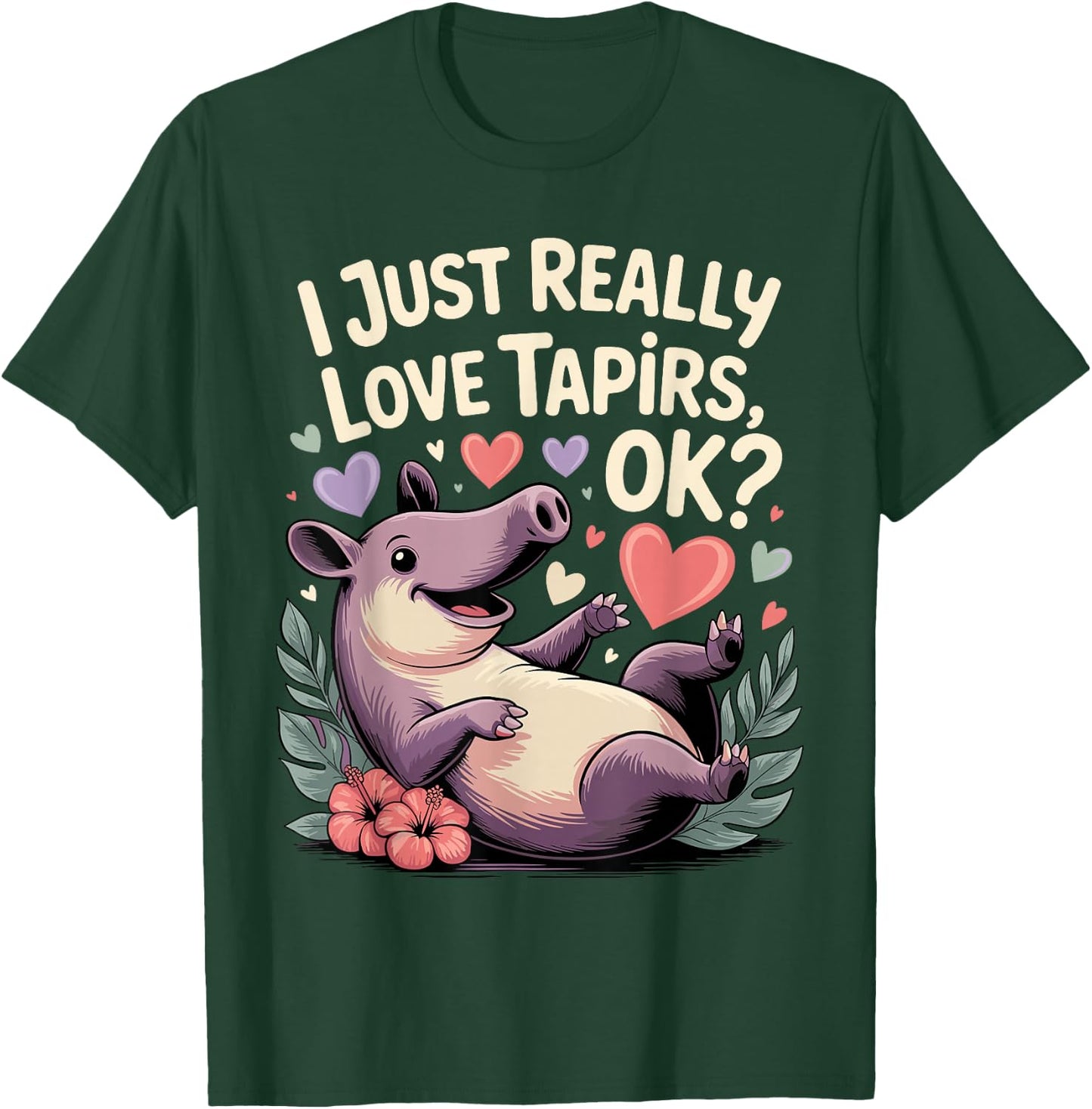 Cute Tapir Design Women Kids Animal Tapir Lovers T-Shirt - T-Shirt | Forest