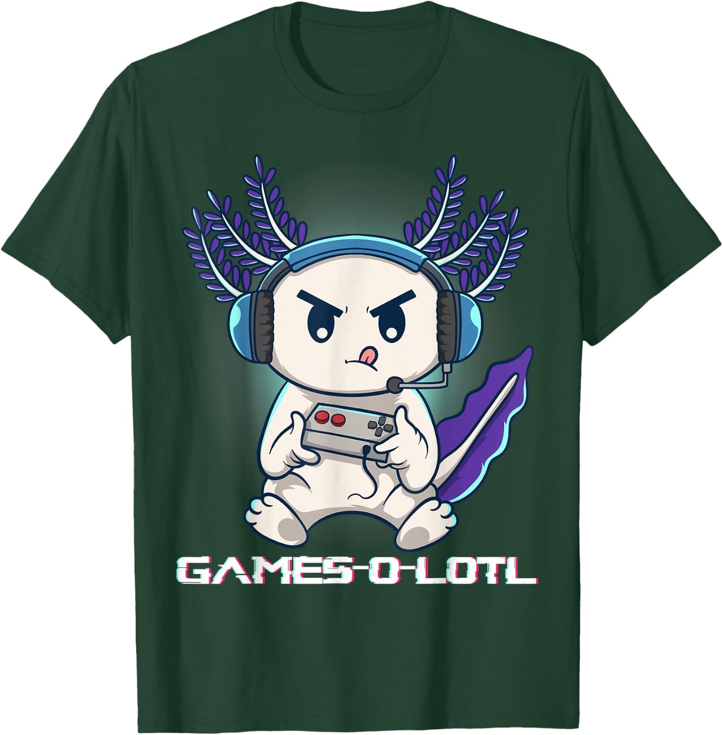 Axolotl Playing Console Video Games Gamesolotl Gaming T-Shirt - T-Shirt | Forest