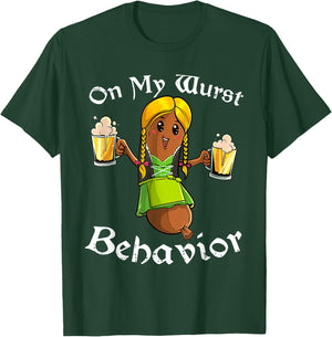 On My Wurst Behavior Shirt Oktoberfest German Funny T-Shirt - T-Shirt | Forest