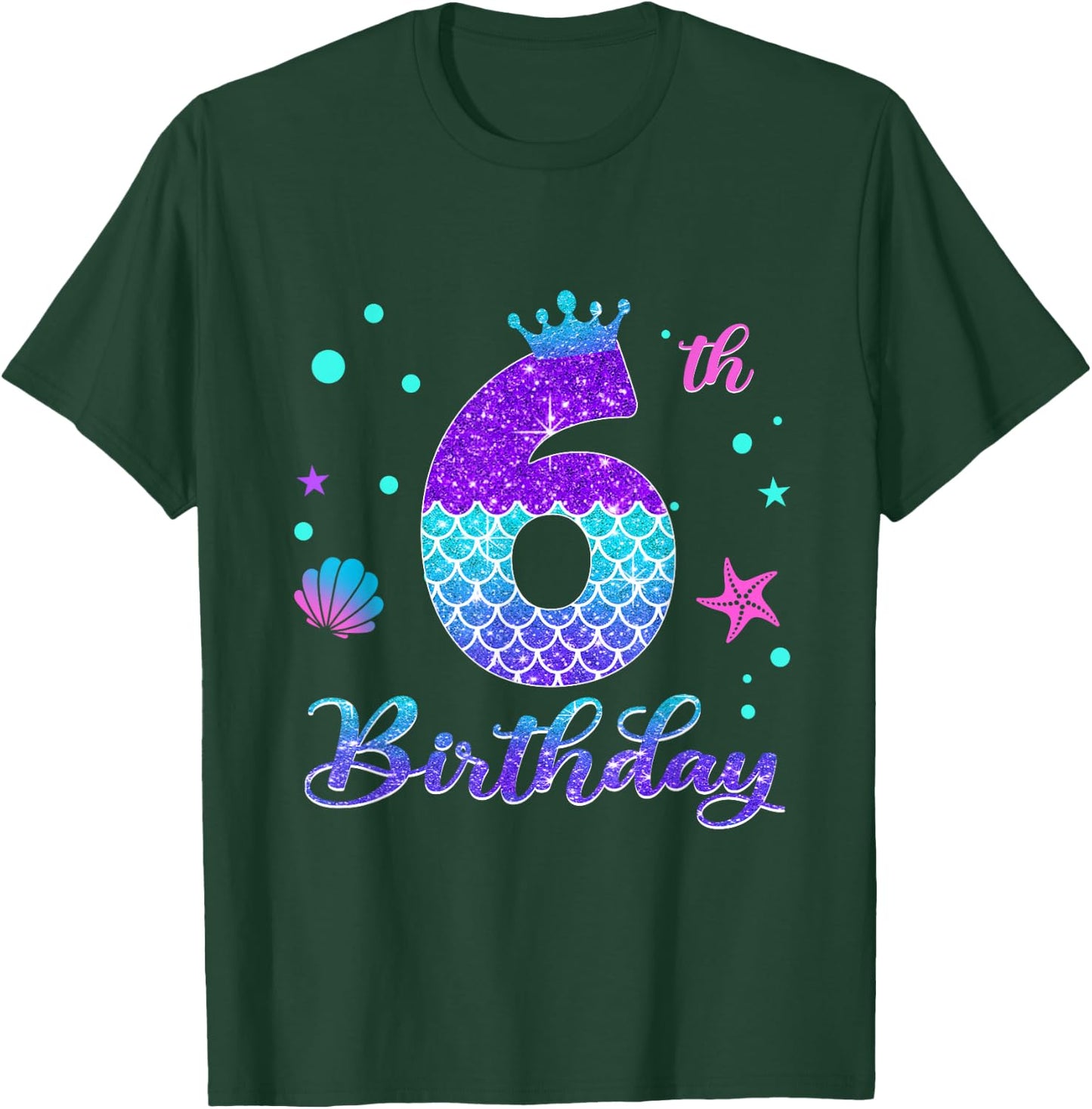 6th Birthday Girl Mermaid For 6 Years Old Mermazing T-Shirt - T-Shirt | Forest