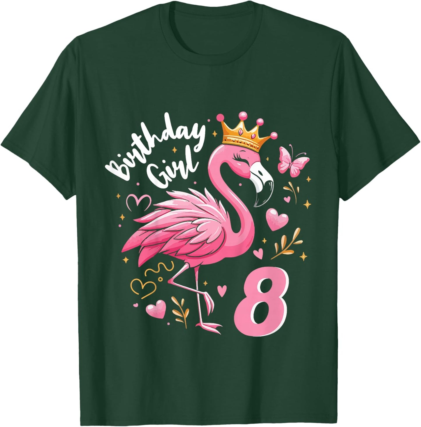 8. Geburtstag süßes Flamingo Mädchen 8 Jahre alt Niedlich T-Shirt - T-Shirt | Forest