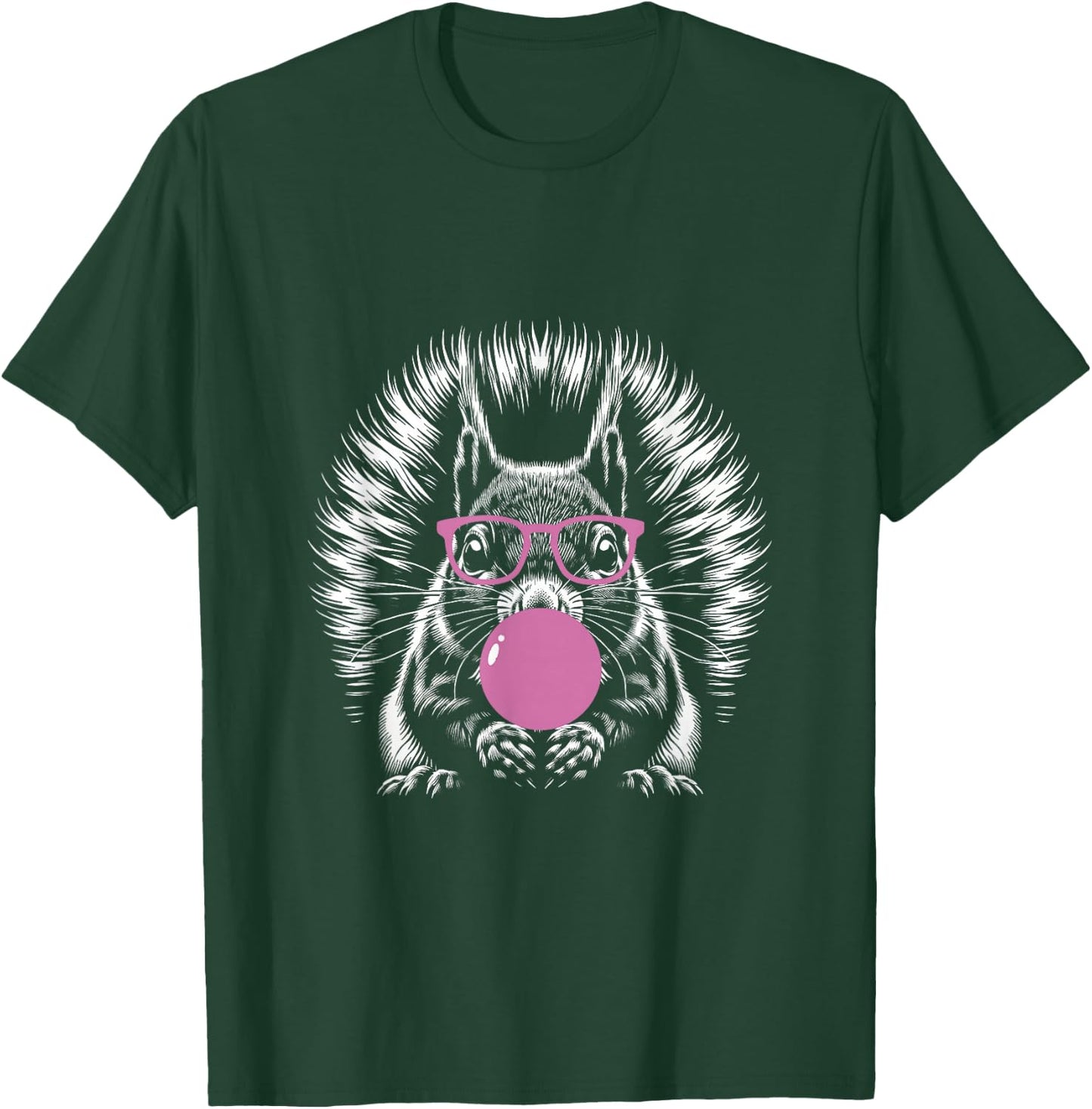 Cute Adorable Squirrel Blowing a Bubblegum Bubble Design T-Shirt - T-Shirt | Forest