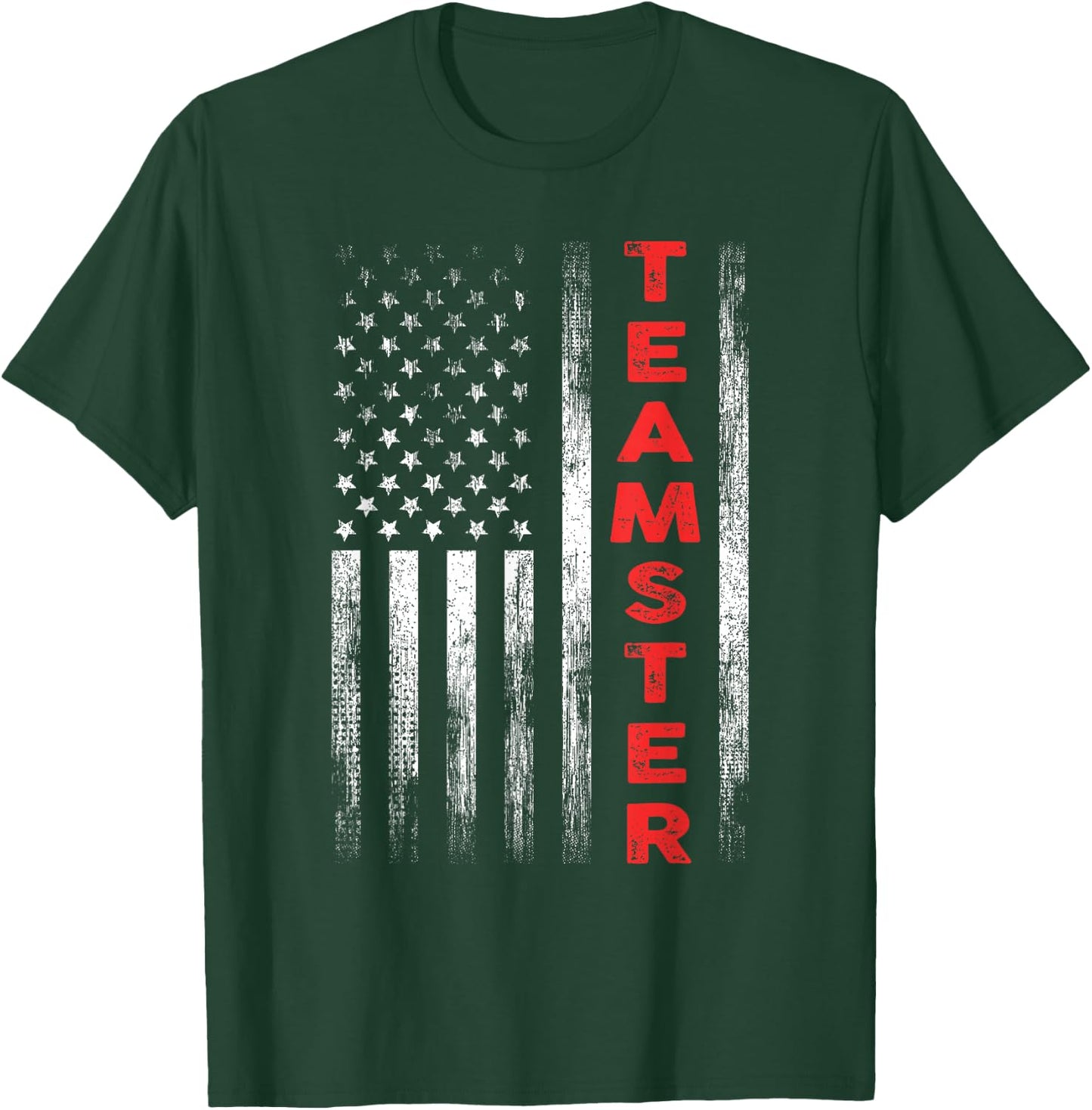 Teamster American Flag Patriotic Truck Driver US Trucking T-Shirt - T-Shirt | Forest
