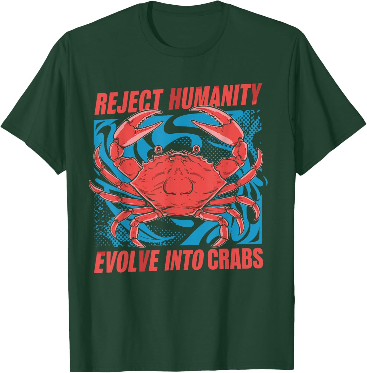 Crab Meme Funny Oddly Specific Meme Reject Humanity Evolve Into Crabs -Adults Classic Casual Black Small Short Sleeve T-Shirt - T-Shirt | Forest