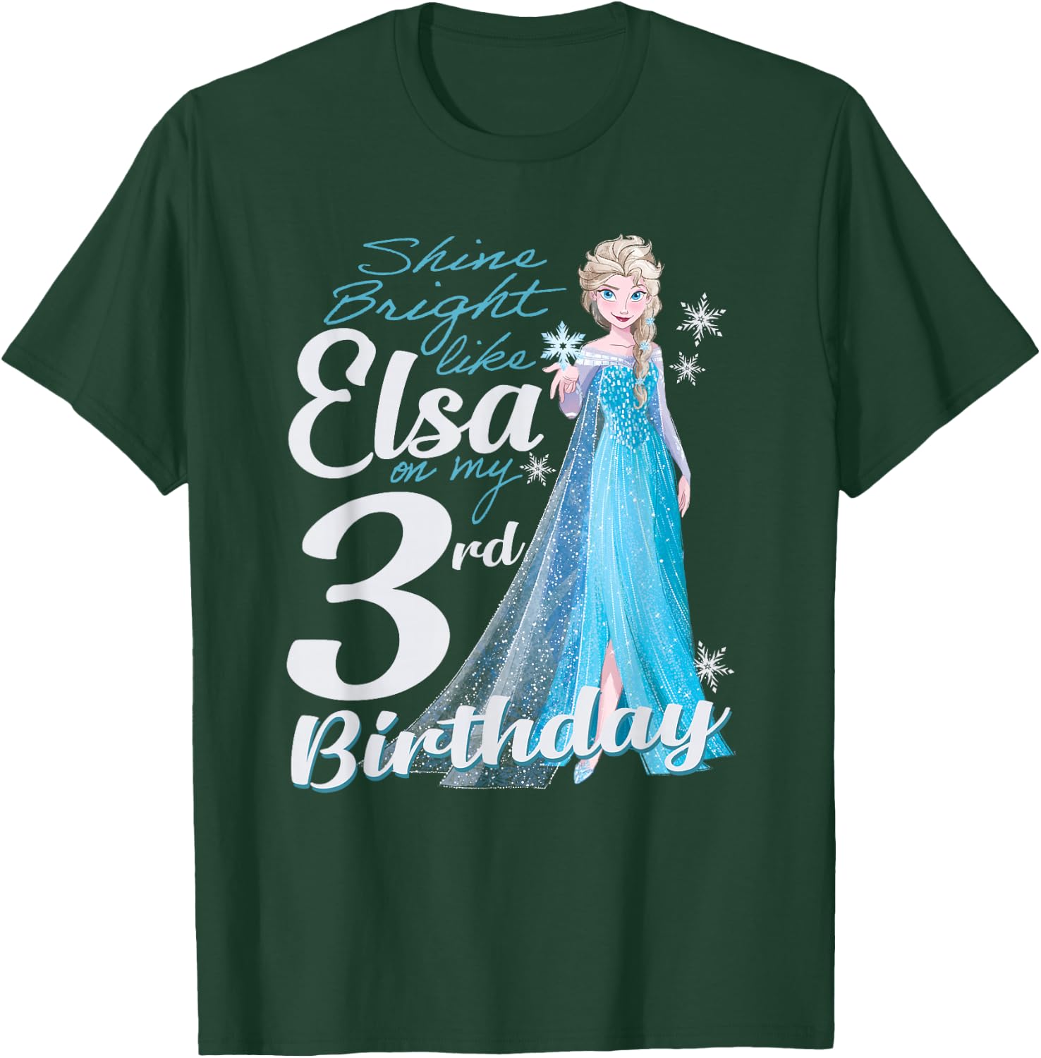 Disney Frozen Bright Like Elsa 3rd Birthday , black T-Shirt - T-Shirt | Forest