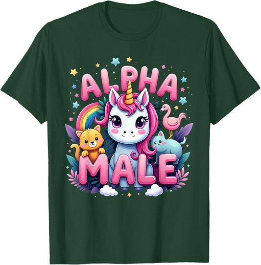 Funny Unicorn Alpha Cute Unicorn Meme Male Men or Women T-Shirt - T-Shirt | Forest