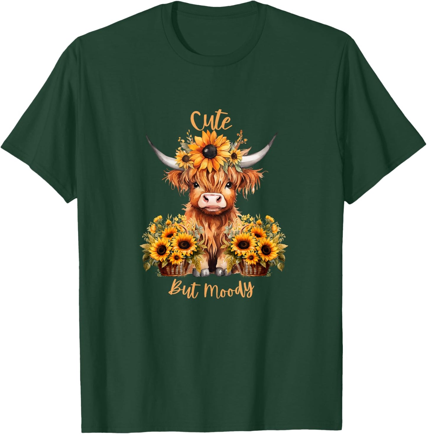 Cute Cow-Moody Cow Lovers Farm cowgirl baby cow an sunflower T-Shirt - T-Shirt | Forest